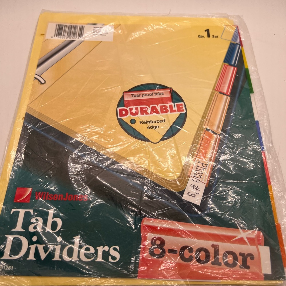 NWT WilsonJones Tab Dividers to keep binders organized. 8 multicolor tabs.
